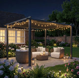 3m x 4m Aluminium Retractable Pergola – Dark Grey Outdoor Patio Garden Shade Shelter