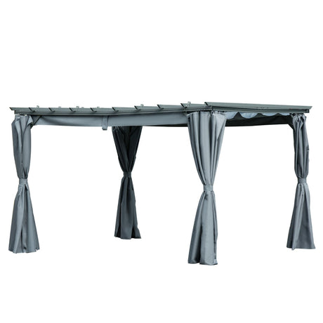 3.6m x 3m Aluminium Pergola – Retractable Roof & Curtains