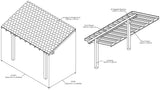 Planed Larch Lean-To Gazebo with Katepal Grey Shingle Roof