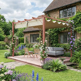 3m x 3m Aluminium Pergola – Retractable Canopy Roof, Wood Effect