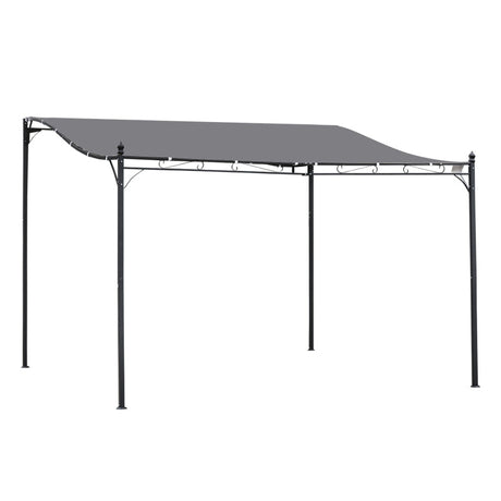 4m x 3m Curved Roof Metal Pergola – Grey Outdoor Patio Shelter