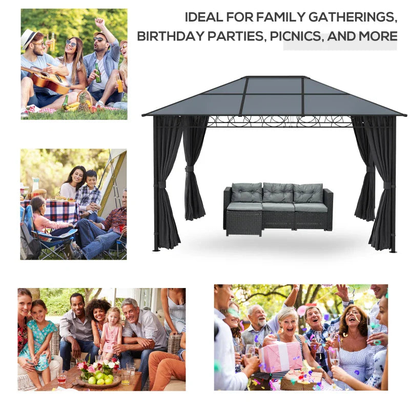 3m x 4m Grey Hardtop Gazebo With Steel & Aluminium Frame