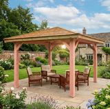 Planed Larch 4-Pitch Gazebo with Cedar Featheredge Roof