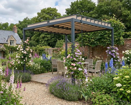 3x3m Aluminium Louvered Pergola with Polycarbonate Roof, Adjustable Panels & Drainage System – Coffee Garden Patio Gazebo