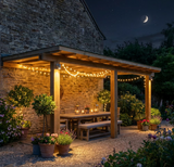 Oak Lean-To Pergola with Katepal Green Shingle Roof