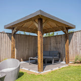 Wooden 4 Pitch Gazebo with Katepal Grey Shingle Roof - Premium Weatherproof Garden Gazebo
