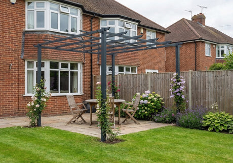 3m x 3m Metal Pergola Garden Gazebo – Outdoor Grape Trellis for Climbing Plants, Decorative Arbour Sun Shelter Frame