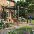 3m x 3m Aluminium Pergola – Dark Grey Retractable PU Canopy Roof with Drainage Grommets, Outdoor Patio Shade Shelter