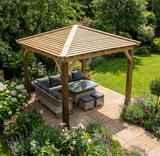 Wooden 4 Pitch Gazebo with Cedar Featheredge Roof – Classic Garden Shelter