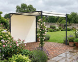 3m x 3m Metal Pergola – Cream Frame with Beige Canopy Roof