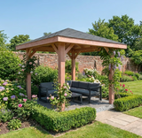 Planed Larch 4-Pitch Gazebo with Katepal Grey Shingle Roof