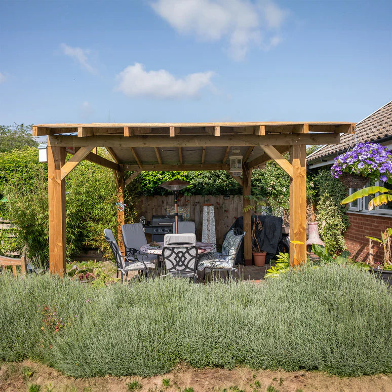 Wooden Apex Gazebo with Treated Featheredge Roof - Classic Garden Gazebo (No Overhang)
