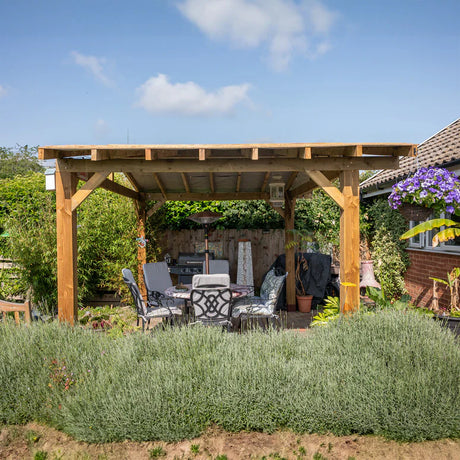 Wooden Apex Gazebo with Treated Featheredge Roof - Classic Garden Gazebo (No Overhang)