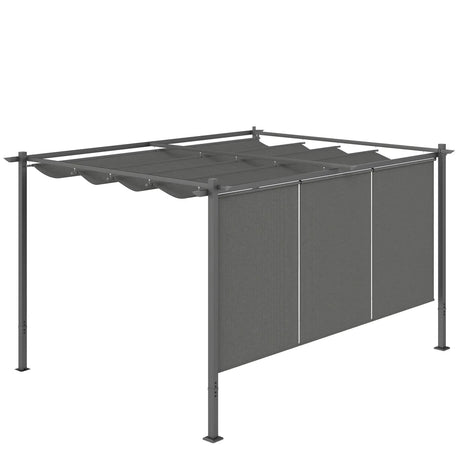 3m x 4m Metal Pergola – Sliding Canopy Roof with Roller Blind UPF30+