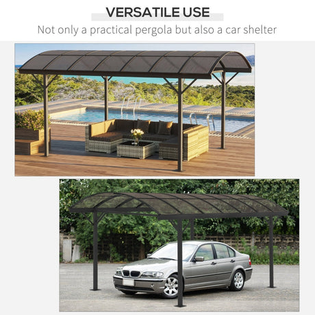 5m x 3m Aluminium Hardtop Gazebo – Brown Polycarbonate Roof Shelter