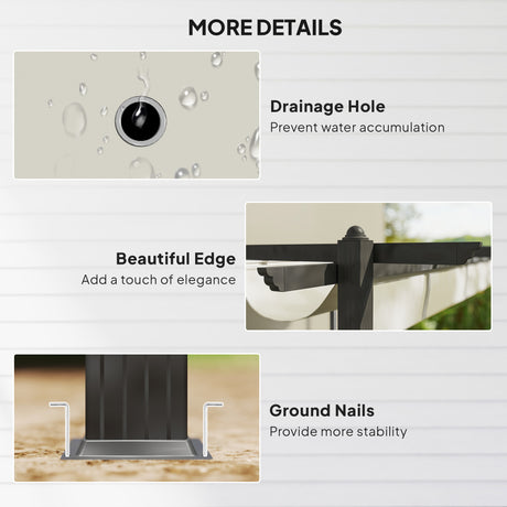4m x 3m Metal Pergola – Dark Grey Frame with Beige Canopy Roof