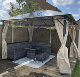3 x 3.6m Gazebo With Polycarbonate Roof & Steel Frame - Trade Warehouse