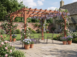 3.6m x 3m Wooden Pergola Kit - Maple Wood-Effect Garden Pergola with Grape Trellis Roof and Triangle Supports