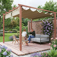3m x 3m Aluminium Pergola – Retractable Canopy Roof, Wood Effect
