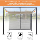 2.8m x 3m Metal Pergola – Retractable Canopy Roof Patio Cover