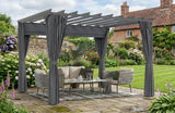 3.6x3m Aluminium Garden Pergola Gazebo with Retractable Roof Canopy & Curtains – Modern Outdoor Sun Shade Shelter, Weather-Resistant Patio Cover, Dark Grey