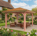 Planed Larch 4-Pitch Gazebo with Cedar Featheredge Roof
