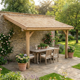 Oak Lean-To Gazebo with Cedar Shingle Roof