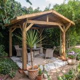 Wooden Apex Gazebo with Cedar Featheredge Roof – No Overhang Design