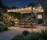 4m x 3m Metal Pergola – Dark Grey Frame with Beige Canopy Roof