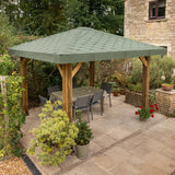 Wooden 4 Pitch Gazebo with Katepal Green Shingle Roof - Premium Weatherproof Garden Gazebo