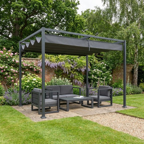3m x 2m Grey Metal Pergola – Outdoor Patio Shade Shelter
