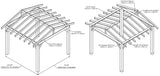 Planed Larch Pergola Frame - Open Roof – Contemporary Garden Structure
