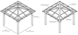 Planed Larch 4 Pitch Pergola with Clear Roof - Premium Garden Pergola Structure