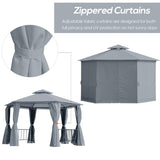 Grey 3m x 3m Hexagon Gazebo