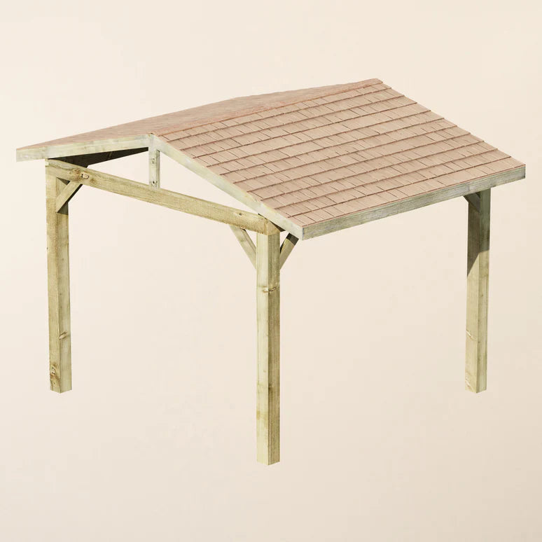 Wooden Apex Gazebo with Cedar Shingle Roof – No Overhang Design