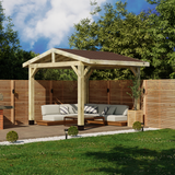 Wooden Apex Gazebo with Katepal Brown Shingle Roof - Classic Weatherproof Garden Gazebo (No Overhang)
