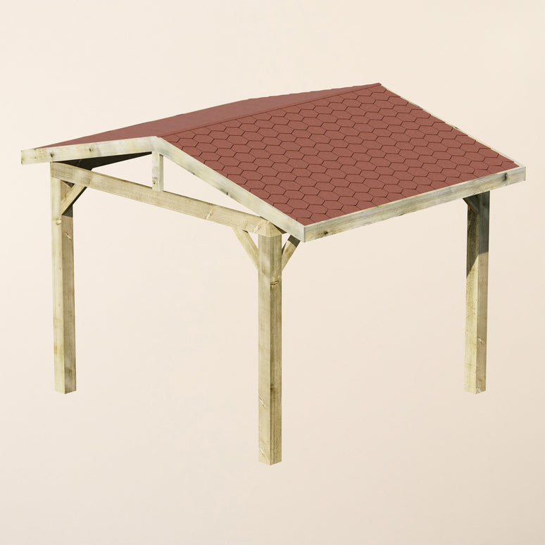 Wooden Apex Gazebo with Katepal Red Shingle Roof - Classic Garden Gazebo (No Overhang)