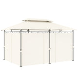 3 x 4m Cream White Metal Frame Two-Tier Roof Gazebo