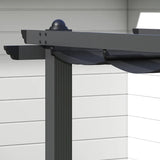 3m x 3m Aluminium Pergola – Dark Grey Retractable PU Canopy Roof with Drainage Grommets, Outdoor Patio Shade Shelter