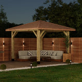 Wooden 4 Pitch Gazebo with Cedar Shingle Roof – Classic Garden Shelter