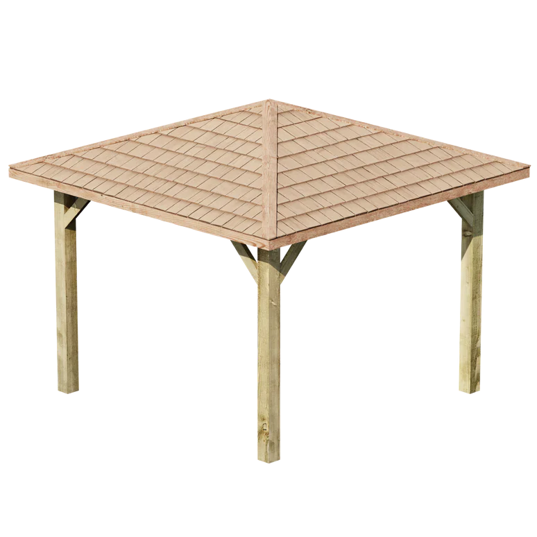 Wooden 4 Pitch Gazebo with Cedar Shingle Roof – Classic Garden Shelter