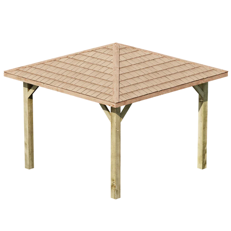 Wooden 4 Pitch Gazebo with Cedar Shingle Roof – Classic Garden Shelter