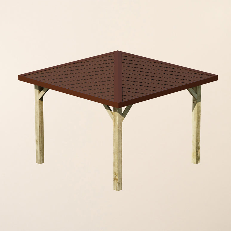 Wooden 4 Pitch Gazebo with Katepal Brown Shingle Roof - High Quality Weatherproof Garden Gazebo