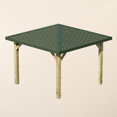 Wooden 4 Pitch Gazebo with Katepal Green Shingle Roof - Premium Weatherproof Garden Gazebo