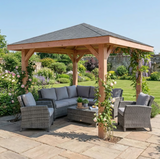 Planed Larch 4-Pitch Gazebo with Katepal Grey Shingle Roof