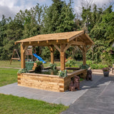 Wooden Apex Gazebo with Treated Featheredge Roof & Overhang - Premium Garden Gazebo