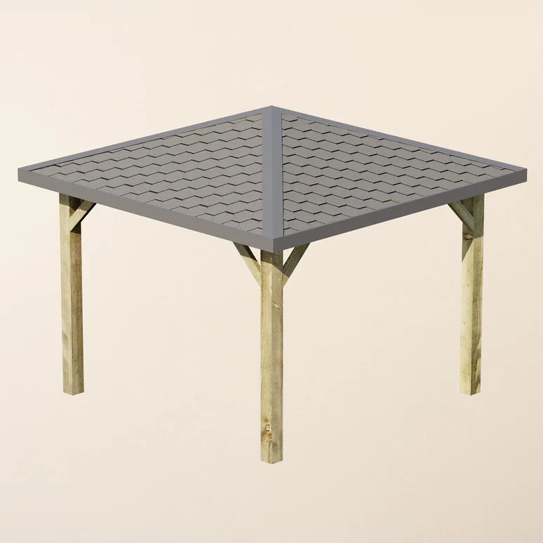 Wooden 4 Pitch Gazebo with Katepal Grey Shingle Roof - Premium Weatherproof Garden Gazebo