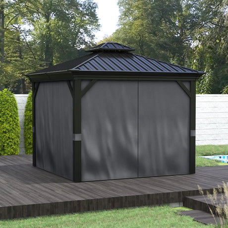 Dark Grey 3.65m x 3m Aluminium Hardtop Gazebo With Accessories