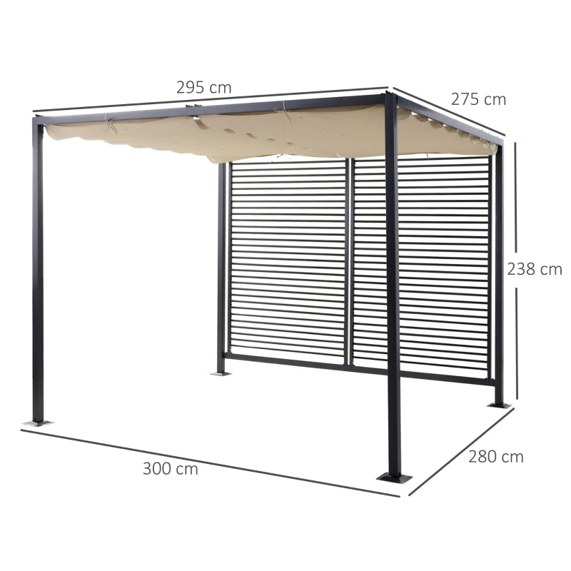2.8m x 3m Metal Pergola – Retractable Canopy Roof Patio Cover