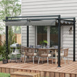 3m x 3m Retractable Roof Aluminium Pergola – Dark Grey Patio Gazebo Shelter with Drainage Grommets, Ground Fixings & Outdoor Shade Canopy
